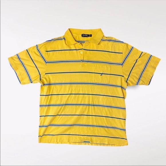 NAUTICA | Men’s Yellow Striped Polo Tshirt - Picture 1 of 4
